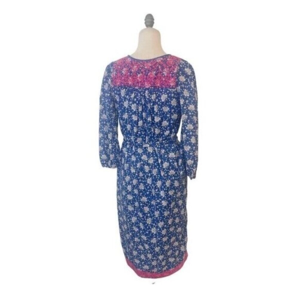 J. Crew Cerulean Block-Print Tulum Midi Dress missing Pom poms XXS - Picture 5 of 7